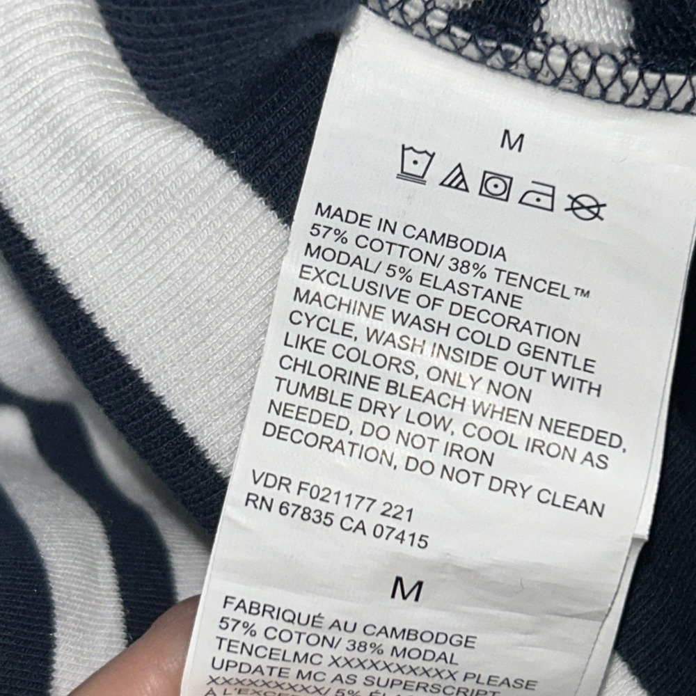 Nautica Resort Top Woman Medium French Terry Blue White Stripe Hood #0513 - Picture 6 of 9